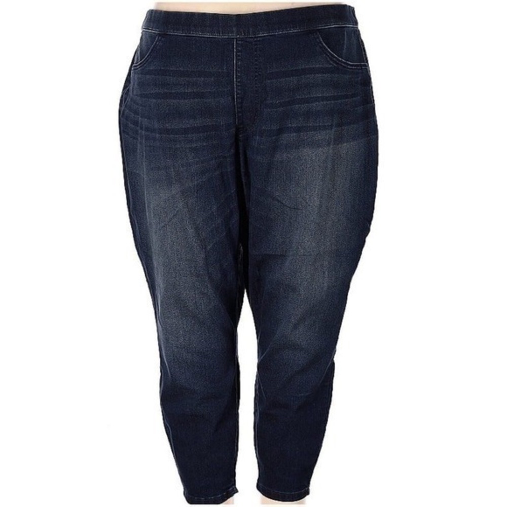 Simply Vera Wang Denim Blue Mid Rise Straight Jeans Cropped Short Sz 24 Plus View 2